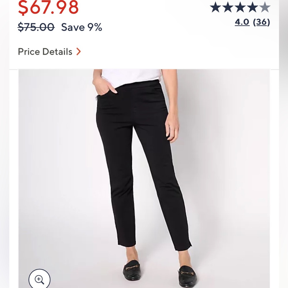 Susan Graver nwt black petite small pull-on black ankle pants SP